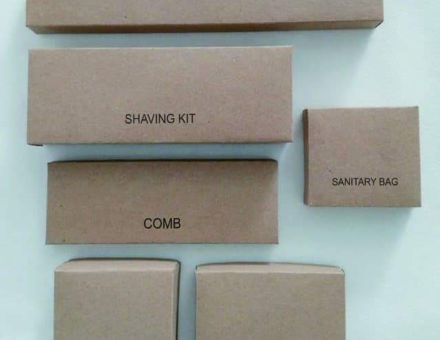 Kotak kraft eco — shaving kit, comb, dan sanitary bag YMH